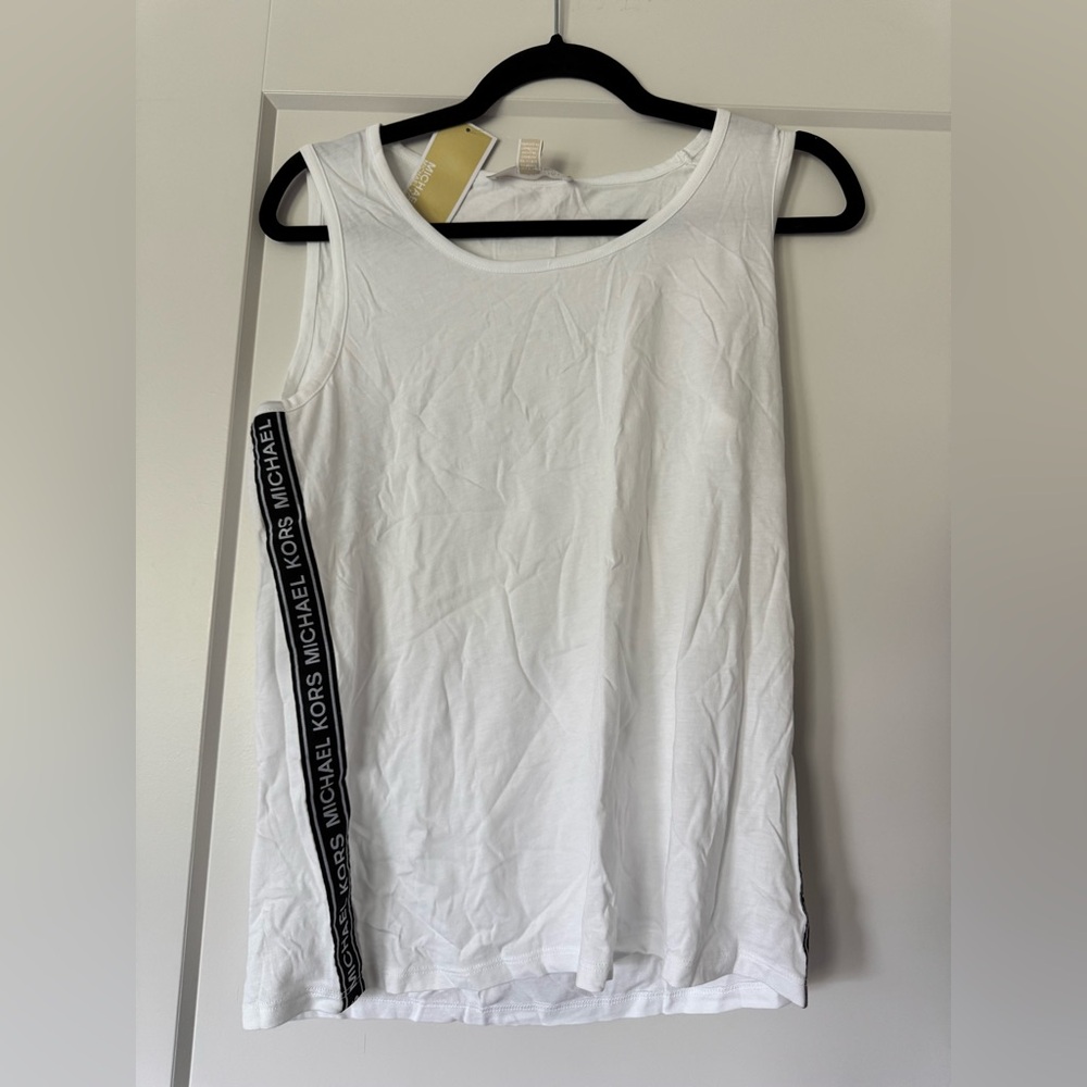 NWT Michael Kors White Tank with Logo Detail Size M